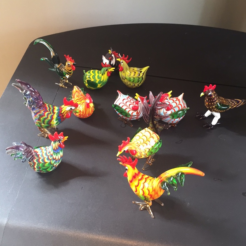 Glass art chicken collection